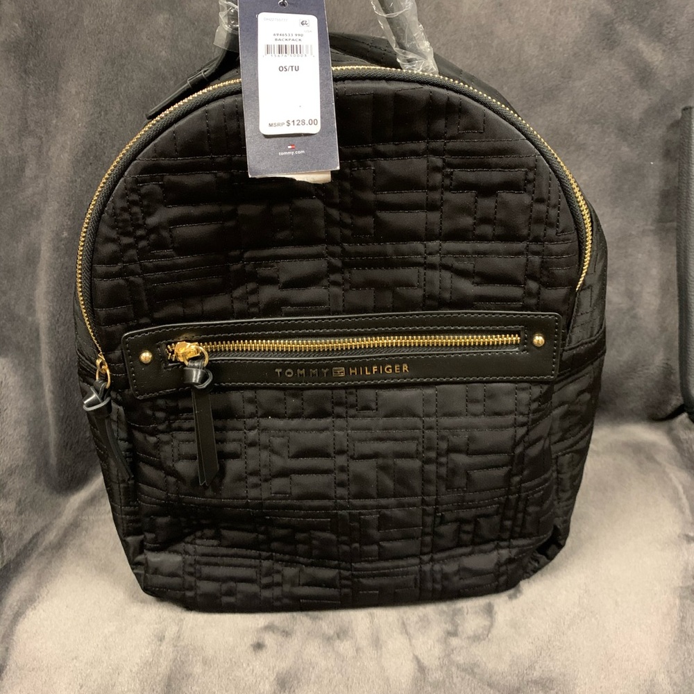 Black Quilted Tommy Hilfiger Backpack